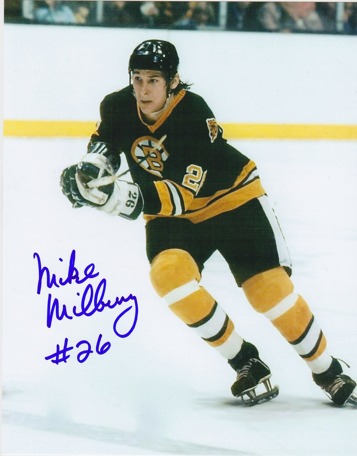 Mike Milbury Autograph 8x10 Color photo Boston Bruins